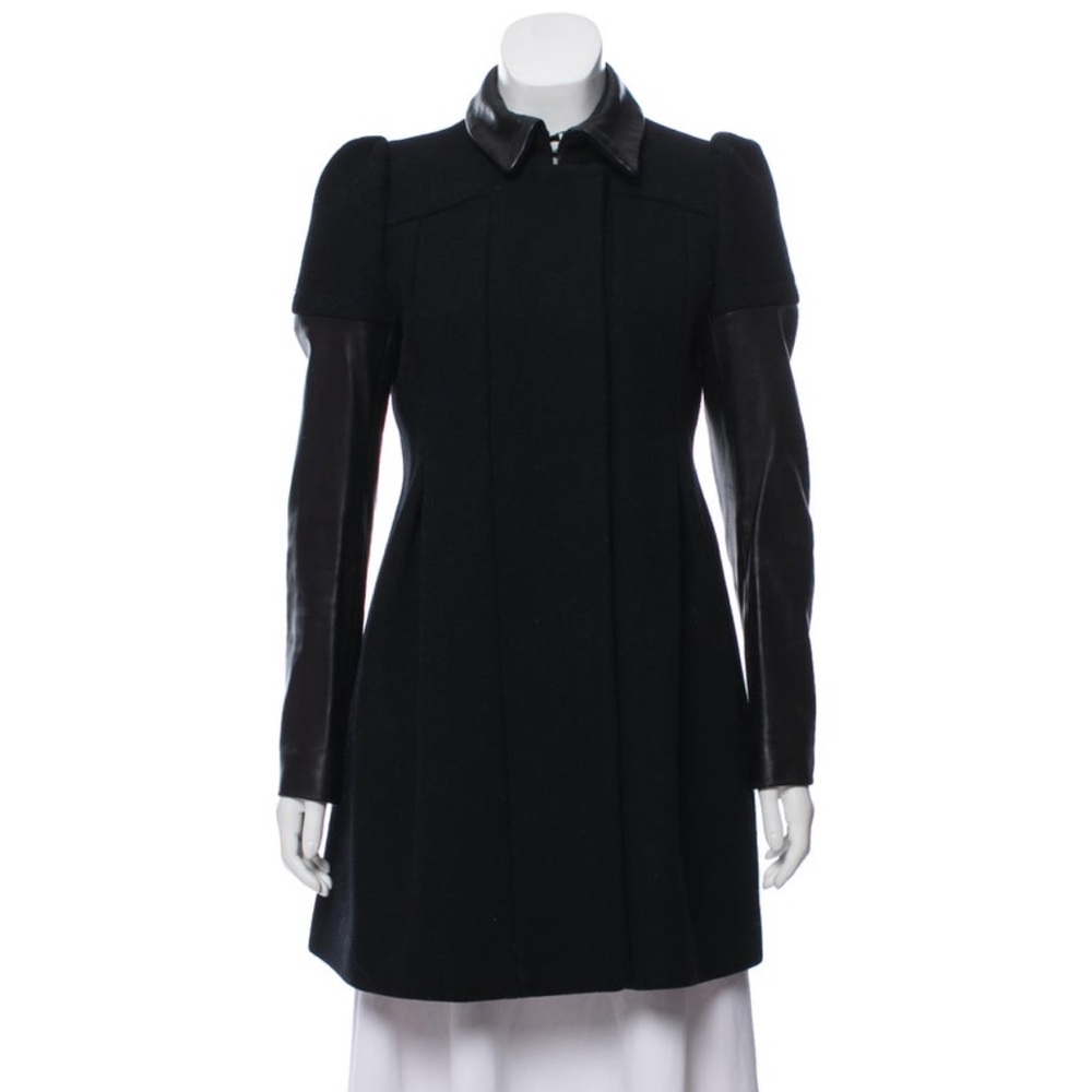 Maje US4/F36 Wool-cashmere and leather coat